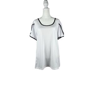 Women’s Large White Short Petal Sleeve Tee Shirt